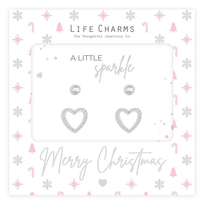 Life Charms Christmas Silver Earrings 2 Pairs