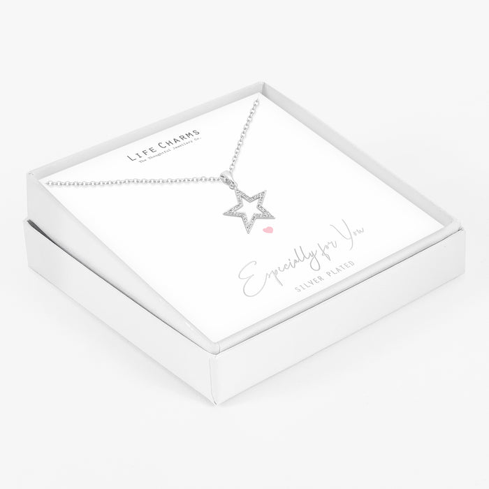 Life Charms Christmas Silver Star Necklace