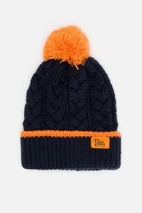 Lighthouse Bobbie Bobble Hat - Navy Orange