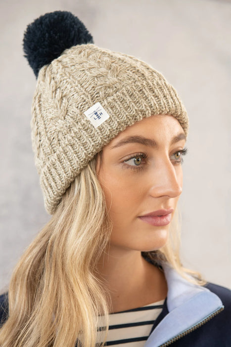 Lighthouse Hannah Bobble Hat - Almond Navy