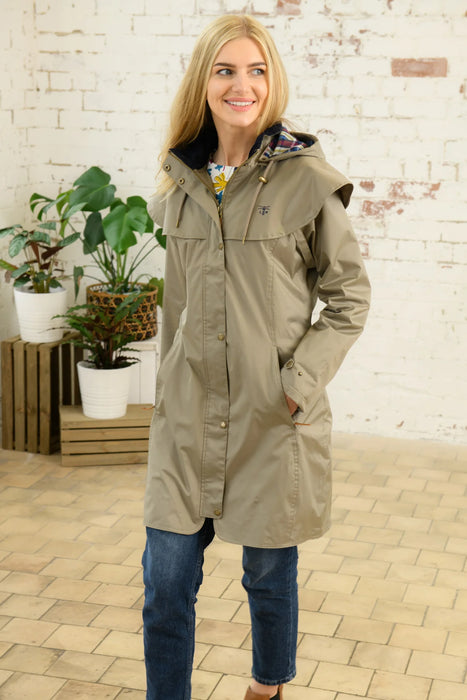 Lighthouse Women's Outrider 3/4 Length Waterproof Raincoat In Fawn