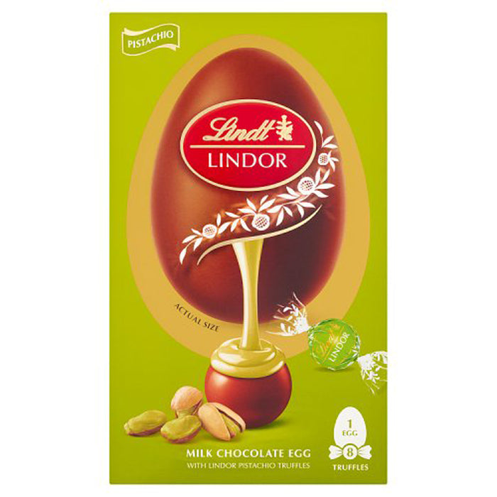 Lindt Lindor Milk Chocolate Egg With Lindor Pistachio Truffles 260g