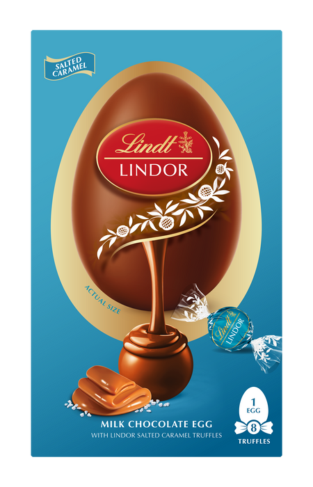 Lindt Lindor Milk Chocolate Egg With Lindor Salted Caramel Truffles 260g