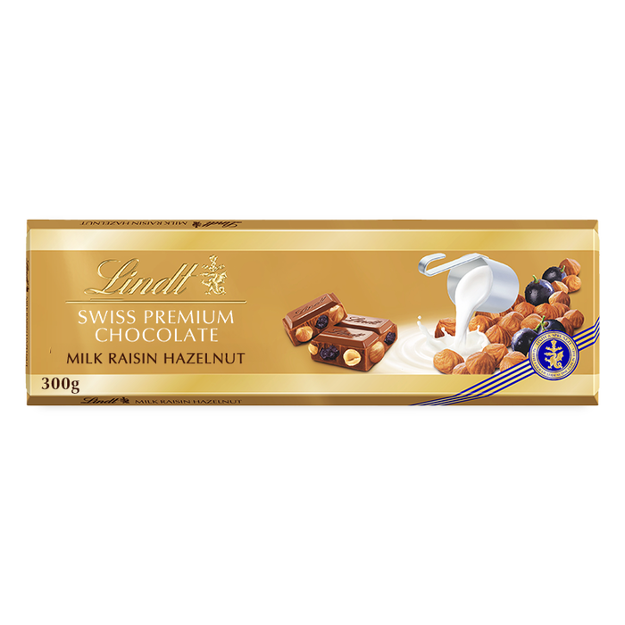 Lindt Gold Milk Hazelnut & Raisin Chocolate Bar