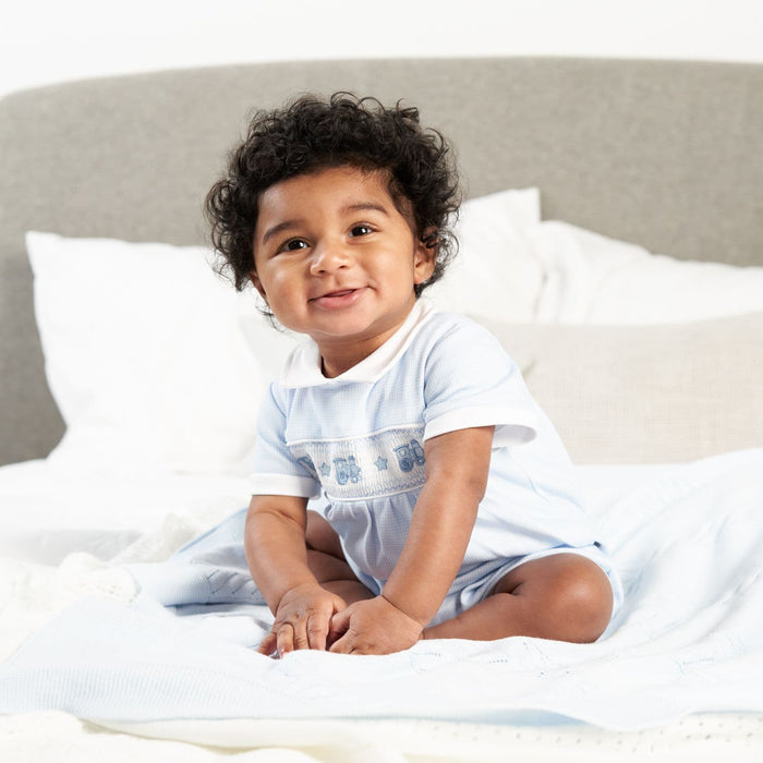 Dandelion Baby Little Trains Blue Romper Smock