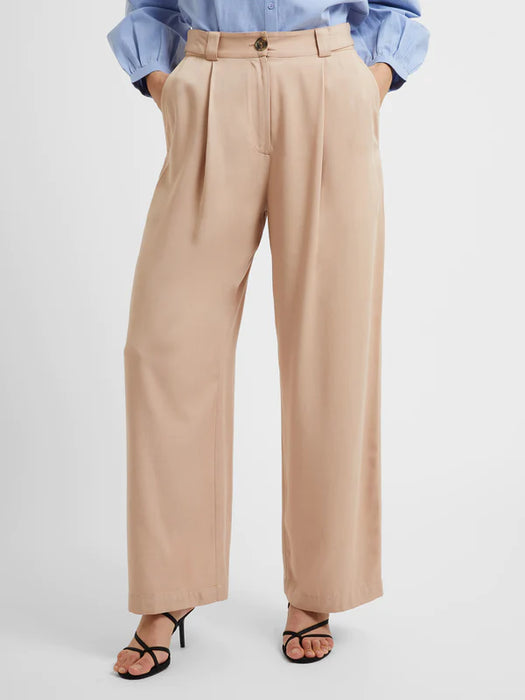 Great Plains Womens Luxe Twill Wide Leg Trousers Chinchilla