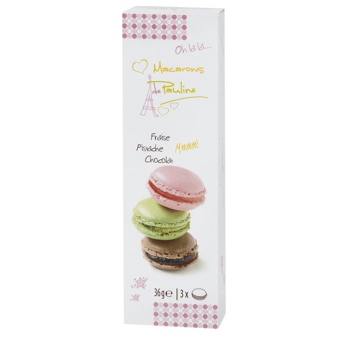 Macarons De Pauline Strawberry, Pistachio And Chocolate Flavour Pack