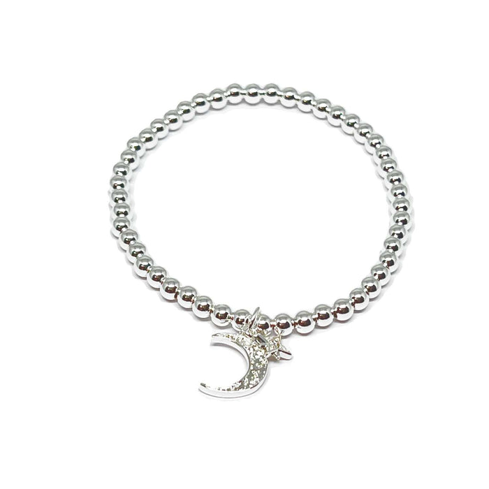 Clementine Marlow Moon & Star Bracelet - Silver
