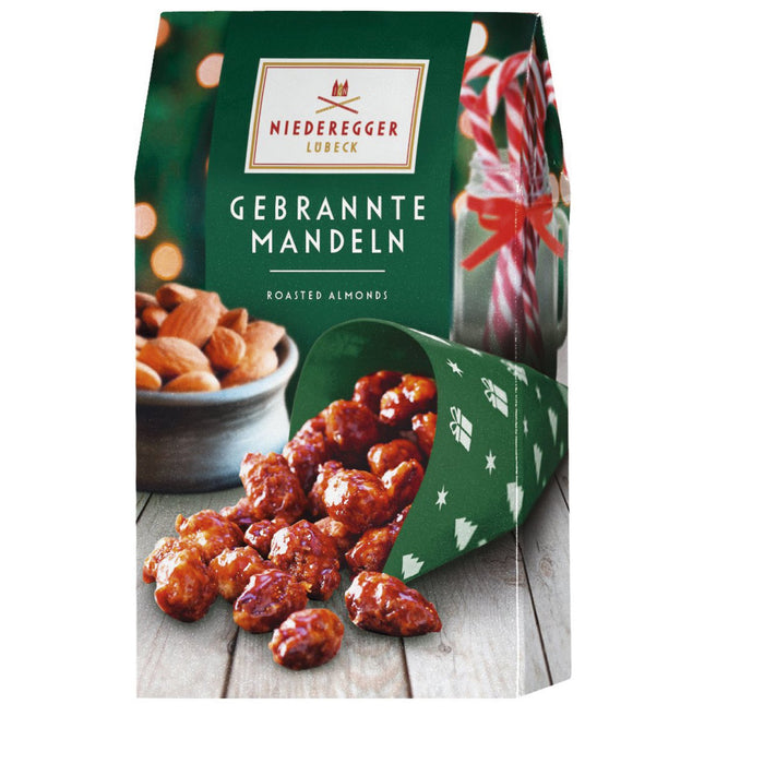 Niederegger Roasted Caramelised Almonds In Festive Green Gift Carton