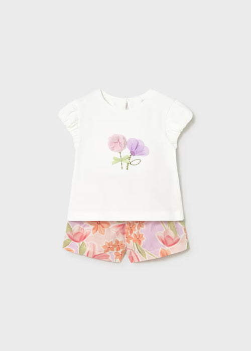 Mayoral Baby Set Bermuda Flowers And T-Shirt