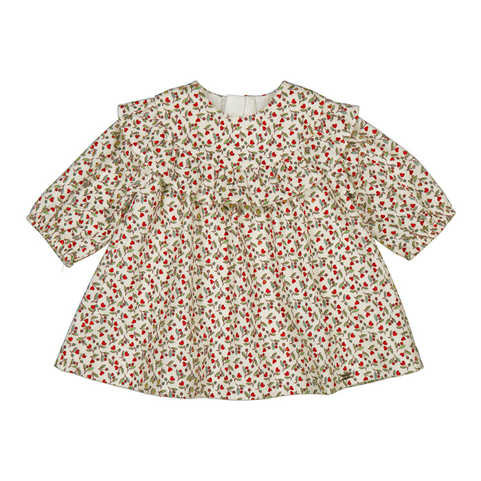 Mayoral Newborn Girl Cherry Printed Velvet Dress