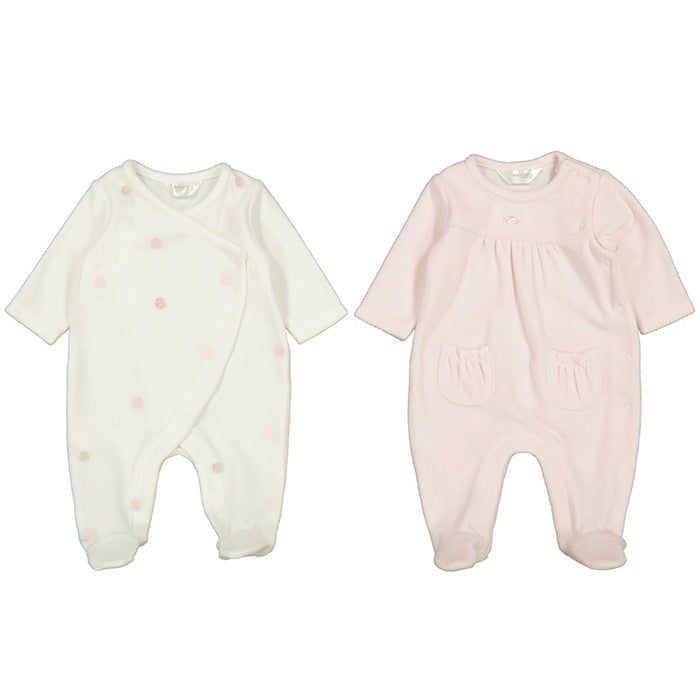 Mayoral Newborn Girl 2 Piece Velour Onesie