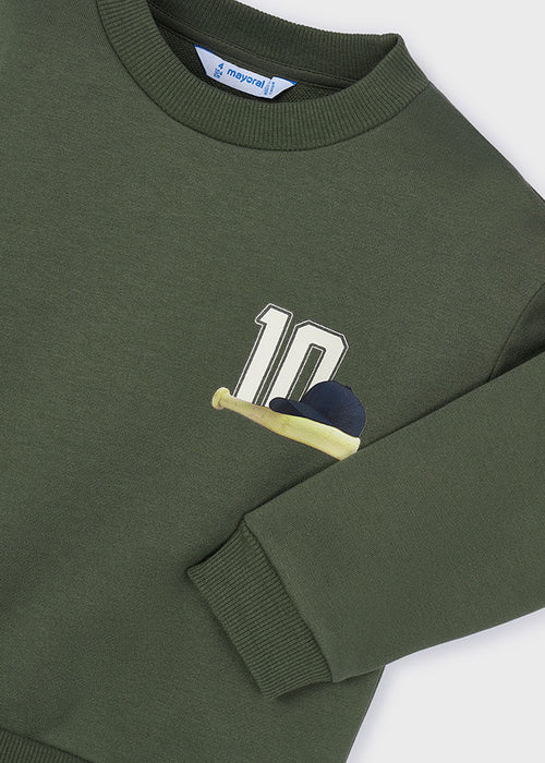 Mayoral Boys Olive Back Print Pullover
