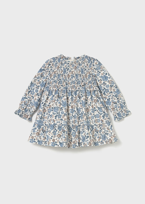 Mayoral Girls Printed Velvet Dress Blue Bell