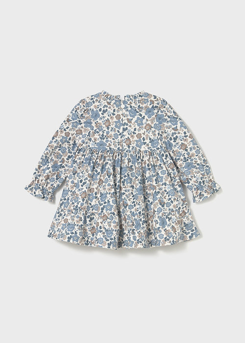 Mayoral Girls Printed Velvet Dress Blue Bell