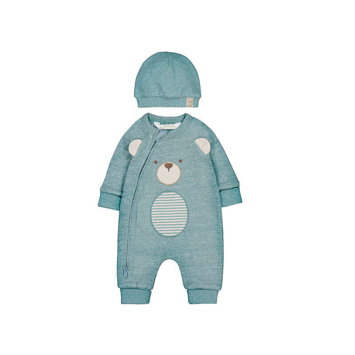 Mayoral Boys Convertible Romper And Hat In Mineral