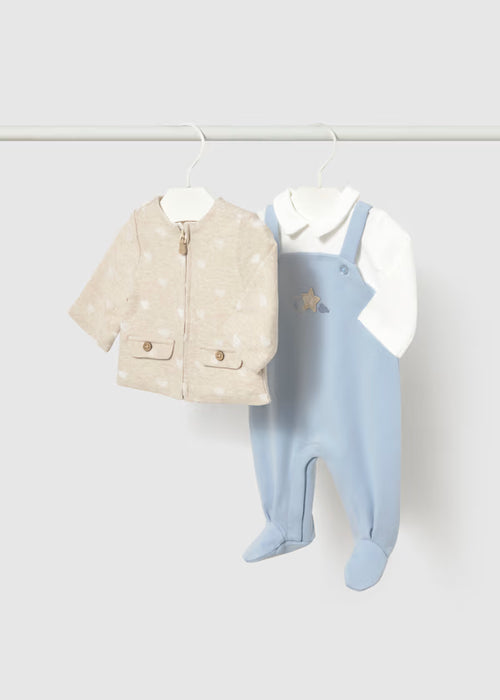 Mayoral Boys Overall Romper With Jacket In Sky