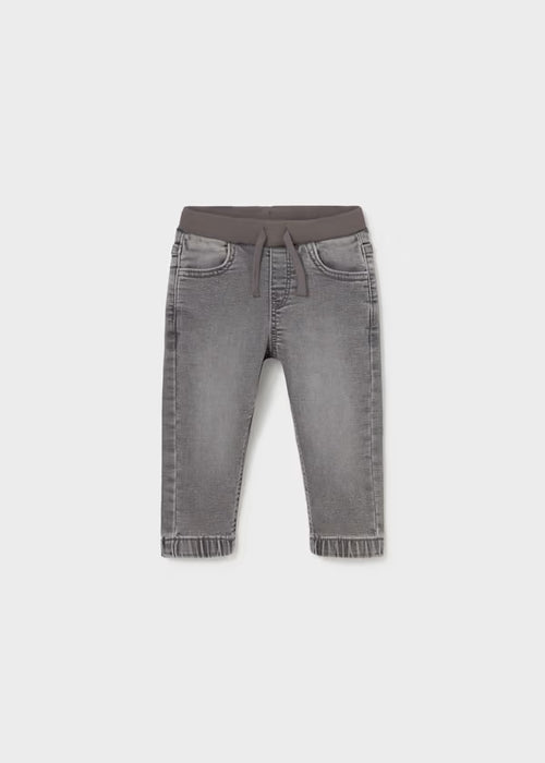 Mayoral Boys Soft Denim Jogger Pants In Medium Gray