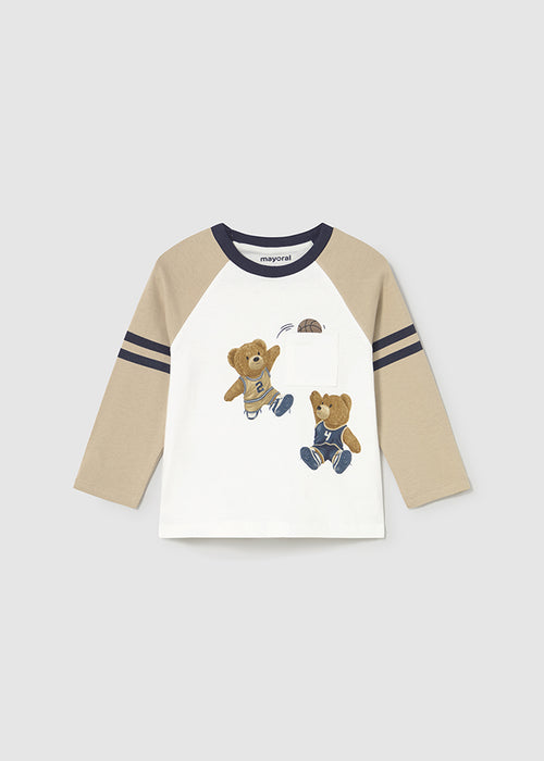 Mayoral Boys Long Sleeve Bear Latte T-shirt