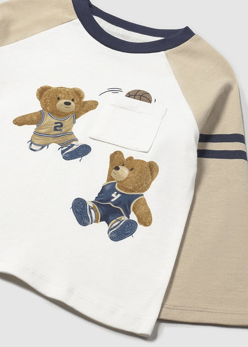 Mayoral Boys Long Sleeve Bear Latte T-shirt