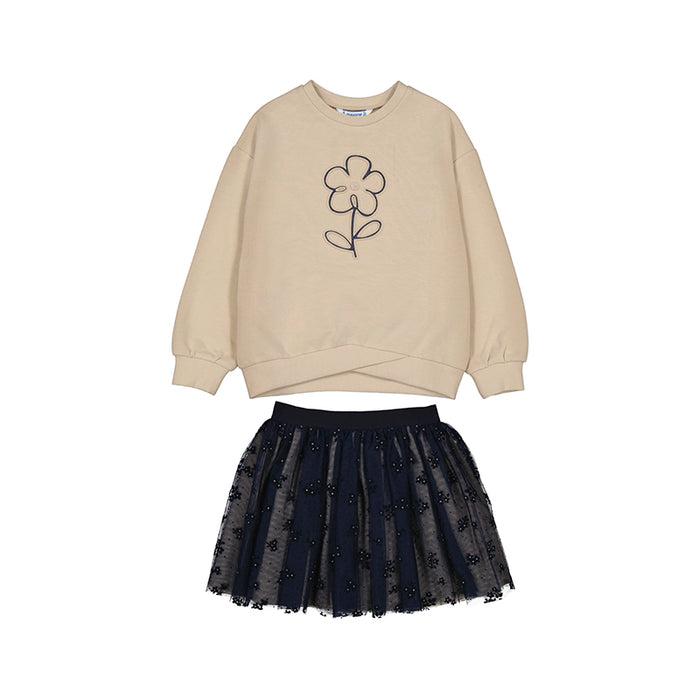 Mayoral Girls Tulle Navy Skirt Set