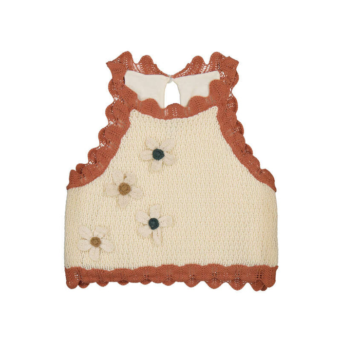 Mayoral Girls Bone Floral Knit Top