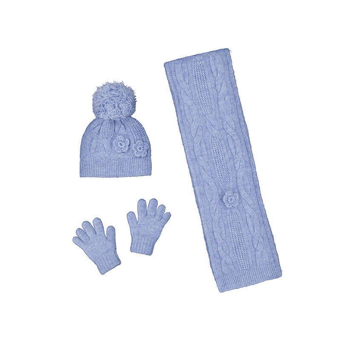 Mayoral Girls D Hat And Scarf Set In Sky Mix