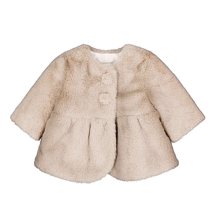 Mayoral Girls Fur Coat In Mocha