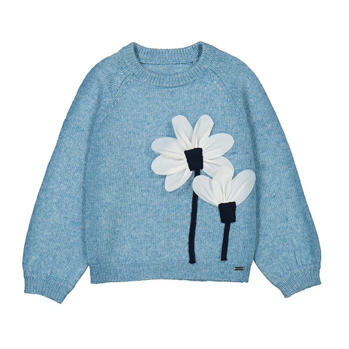 Mayoral Girls Flower Applique Ocean Jersey
