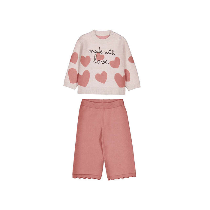 Mayoral Girls Knit Pants Set In Pastel Mix