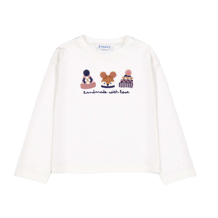 Mayoral Girls Long Sleeve T-shirt In Natural