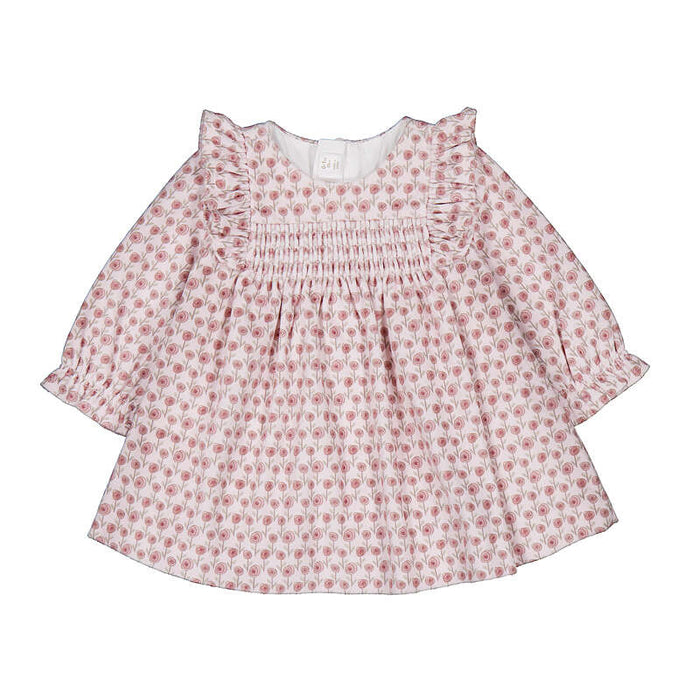 Mayoral Girls Printed velvet Dress In Cipria