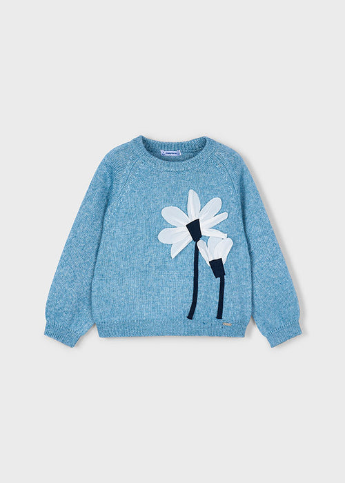 Mayoral Girls Flower Applique Ocean Jersey