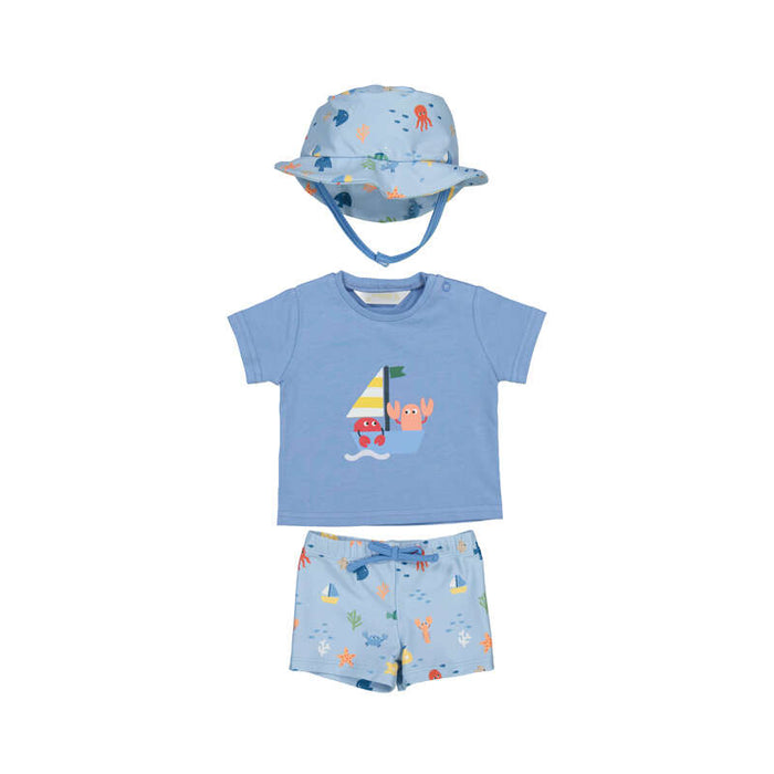 Mayoral Layette Boys Boat Bathsuit Set With Hat