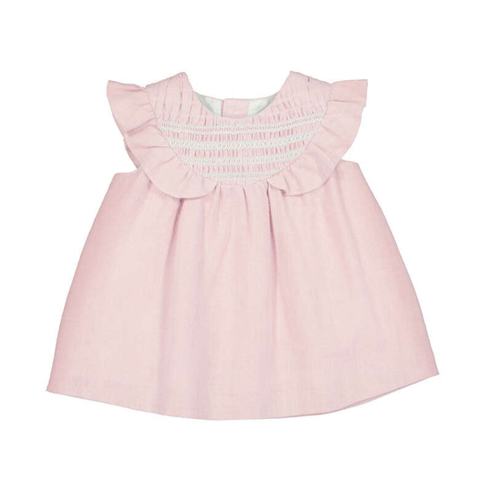 Mayoral Layette Girl Baby Rose Dress With Smock