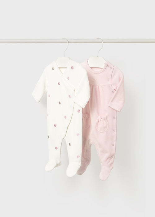 Mayoral Newborn Girl 2 Piece Velour Onesie