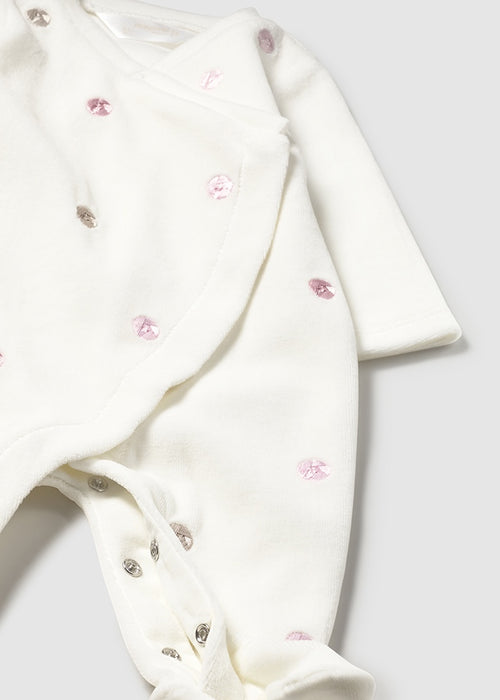Mayoral Newborn Girl 2 Piece Velour Onesie