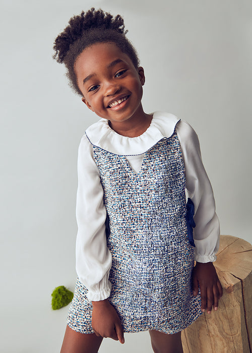 Mayoral Girls Ocean Combined Pinafore Dress