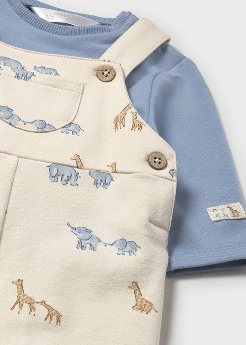 Mayoral Newborn Boy Animal Printed Dungaree Set