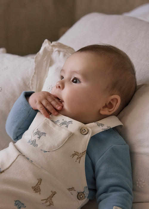 Mayoral Newborn Boy Animal Printed Dungaree Set