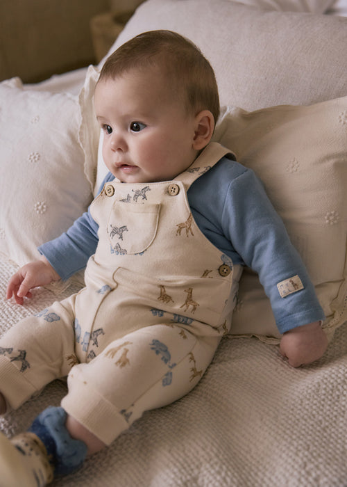 Mayoral Newborn Boy Animal Printed Dungaree Set
