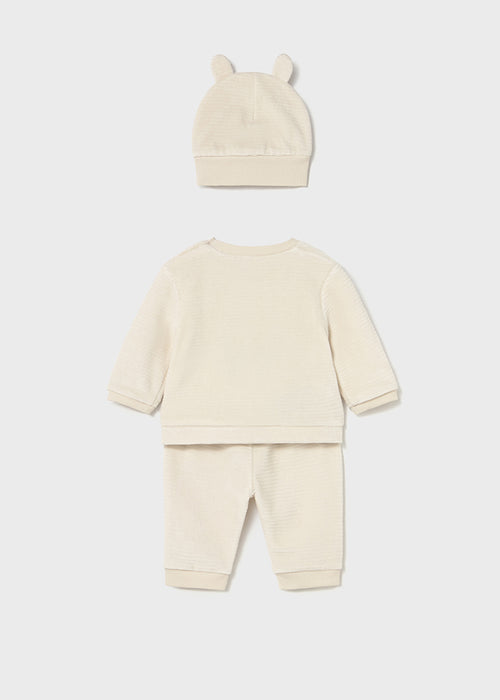 Mayoral Newborn Boy 3 Piece Corduroy Hat And Tracksuit