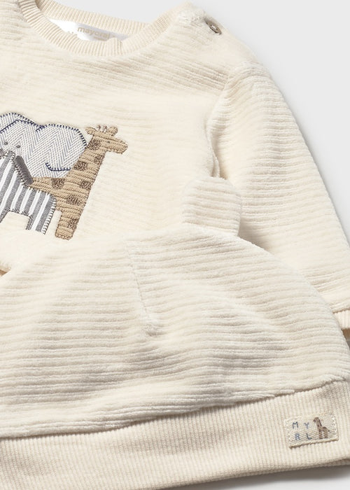 Mayoral Newborn Boy 3 Piece Corduroy Hat And Tracksuit
