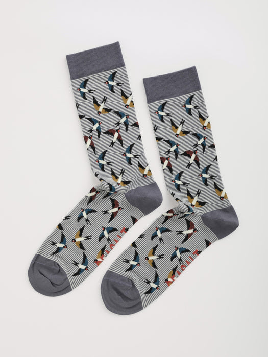 Seasalt Men's Bamboo Arty Socks In Kite's Carn Iron Ore