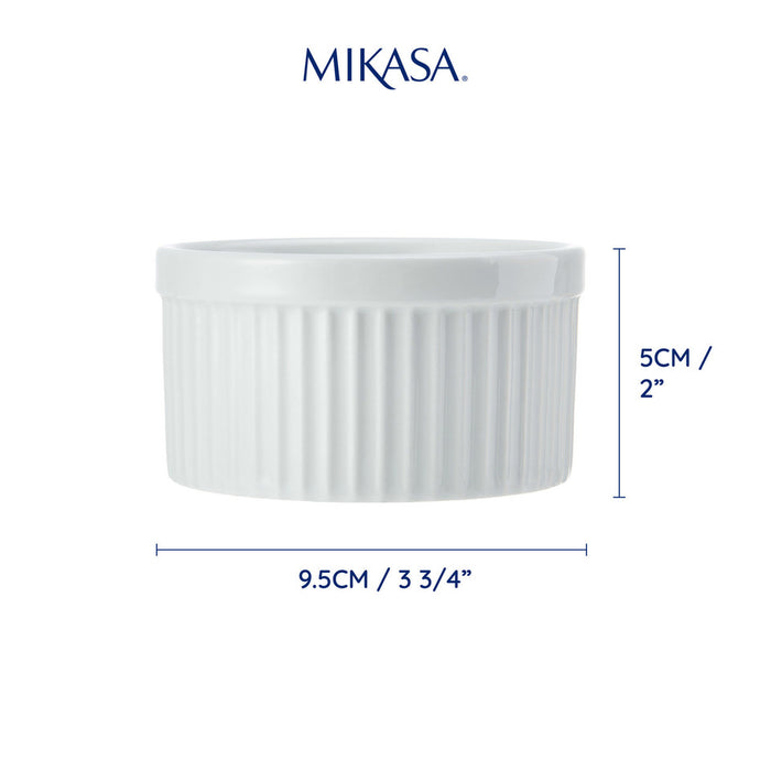 Mikasa Chalk 4-Piece Porcelain Ramekin Set, 9.5cm, White