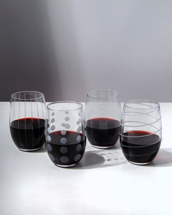 Mikasa Cheers Set Of 4 17Oz Stemless Wine Glasses