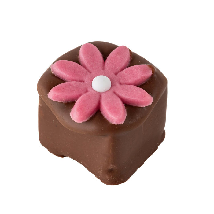 Milk Chocolate Covered Vanilla Piece With Pink Flower