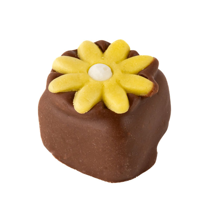 Milk Chocolate Covered Vanilla Piece With Yellow Flower