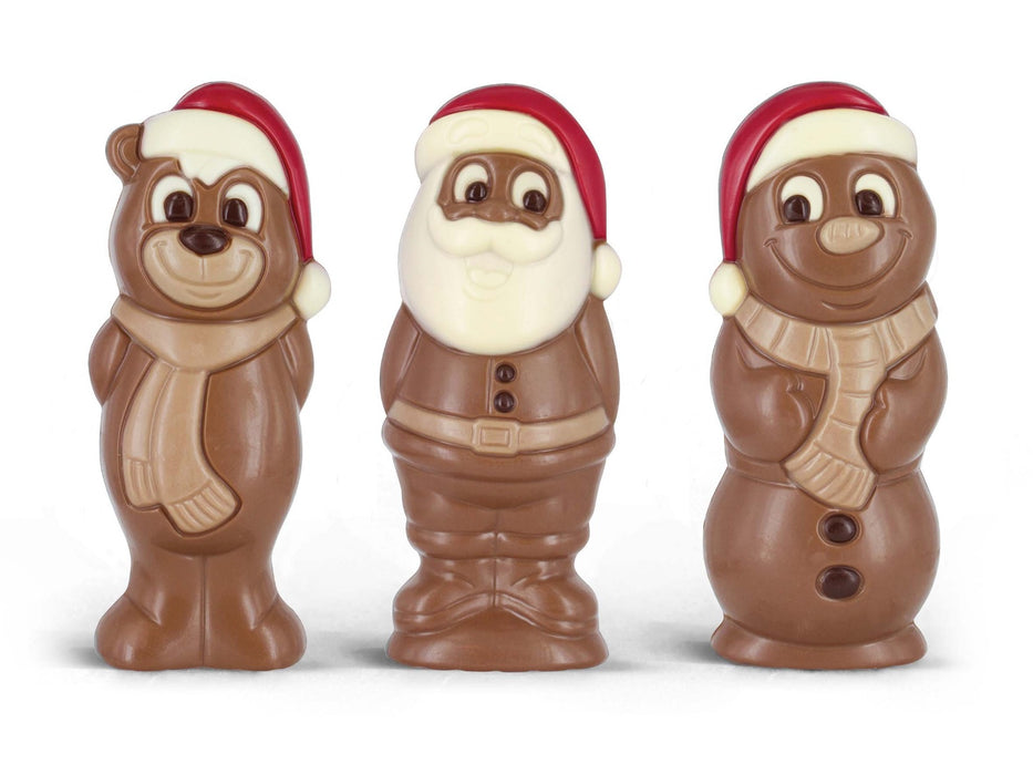 Christmas Milk Chocolate Bear Wicky, Santa Billy & Snowman Woody