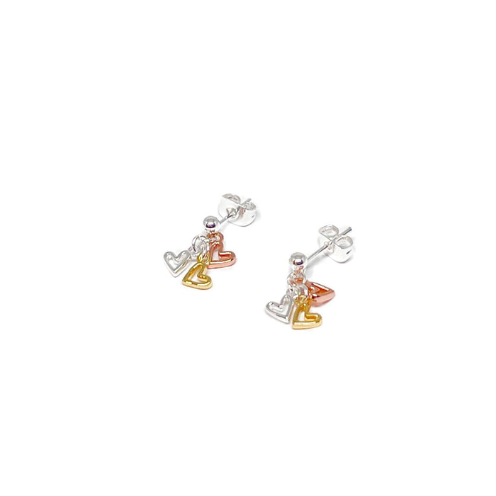 Clementine Mimi Heart Earrings - Silver, Gold & Rose Gold Heart Charm